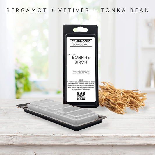 No. 012 Bonfire Birch wax melt - Bergamot, Vetiver & Tonka Bean