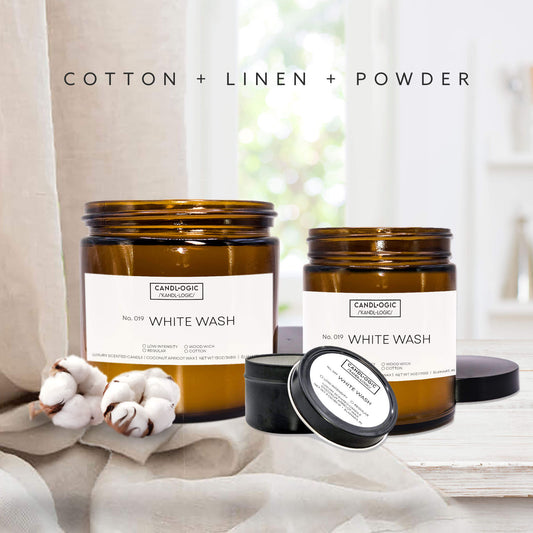 No. 019 White Wash candle - Cotton, Linen & Powder