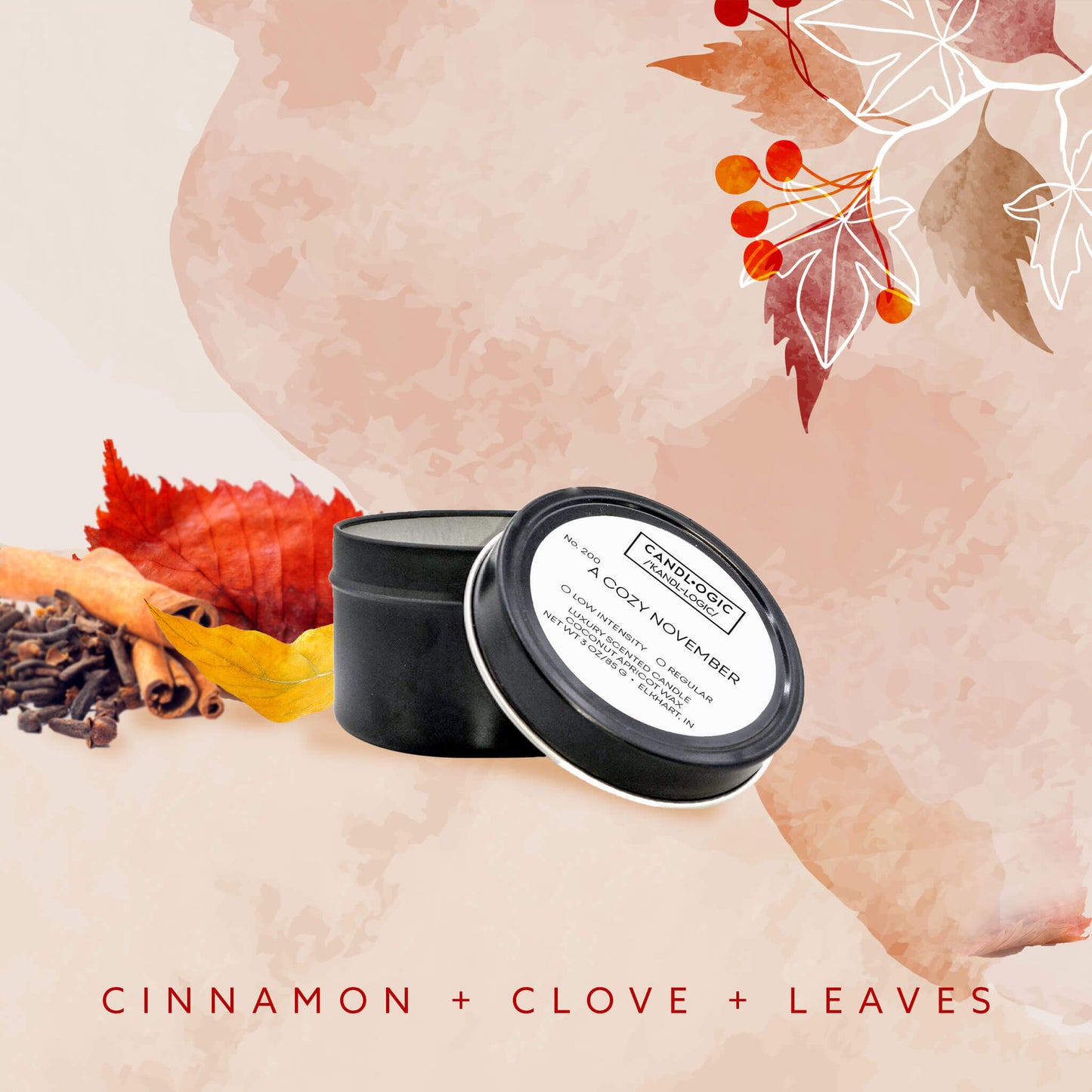 No. 200 A Cozy November candle - Cinnamon, Clove & Leaves