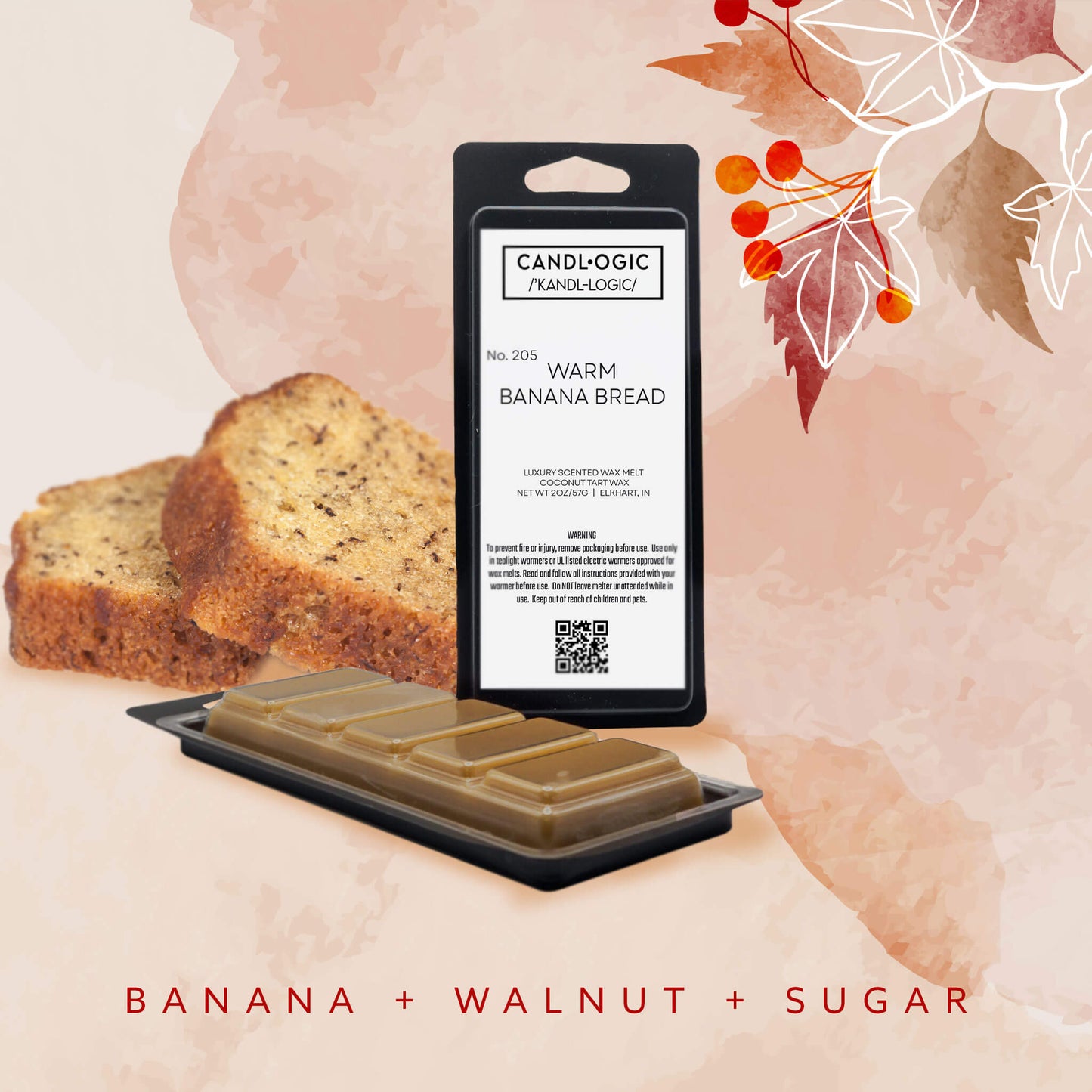 No. 205 Warm Banana Bread wax melt - Banana, Walnut & Sugar